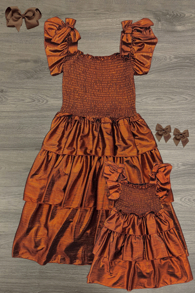 Mom & Me - Purple & Rust Metallic Dress