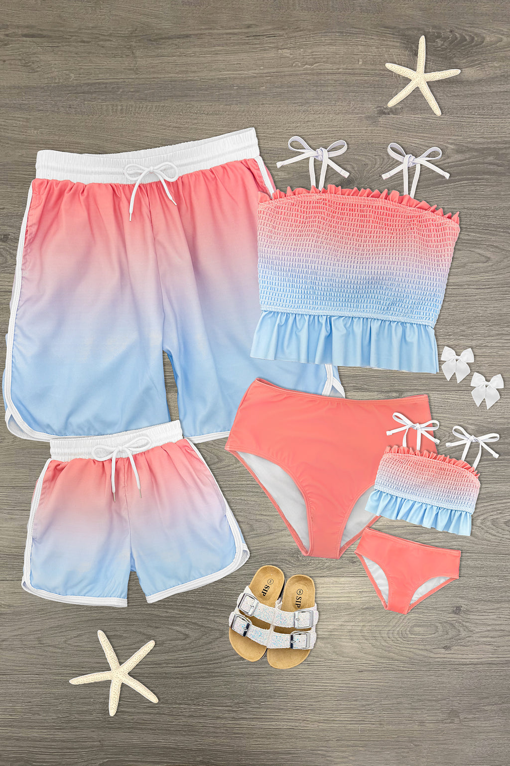 Pink & Blue Ombre Family Swimsuits | Sparkle in Pink