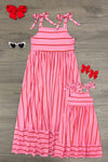 Mom & Me - Pink & Red Striped Maxi Dress | Sparkle in Pink