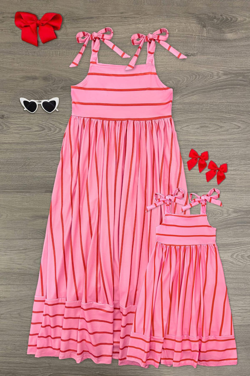Mom & Me - Pink & Red Striped Maxi Dress | Sparkle in Pink