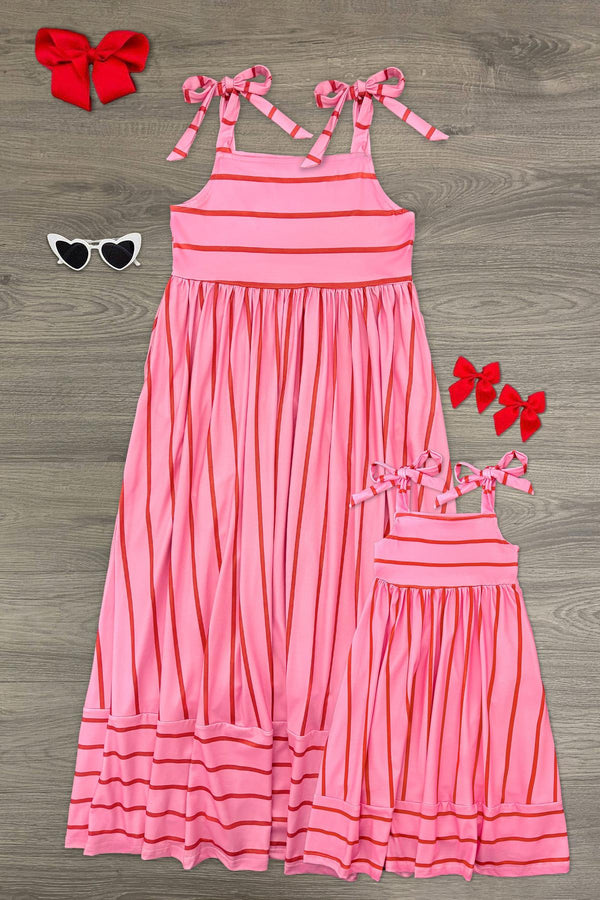 Mom & Me - Pink & Red Striped Maxi Dress | Sparkle in Pink