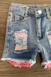 Bubblegum Bunny Distressed Denim Short Set