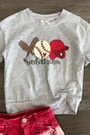 "Baseball Season" Gray & Red Ombre Denim Short Set