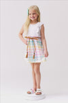 White Pastel Rainbow Plaid Dress