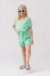 Polka Dot Tulle Puff Sleeve Romper