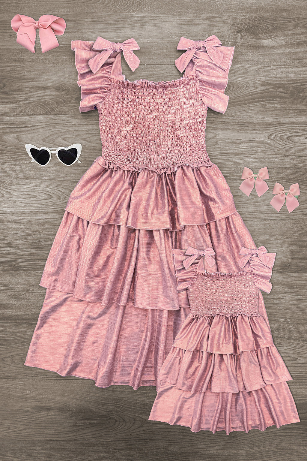 Mom & Me - Metallic Ruffle Dress | Sparkle in Pink