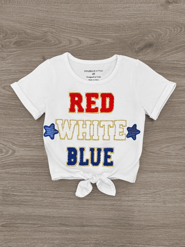 "Red, White, Blue" Red Denim Short Set | Sparkle in Pink