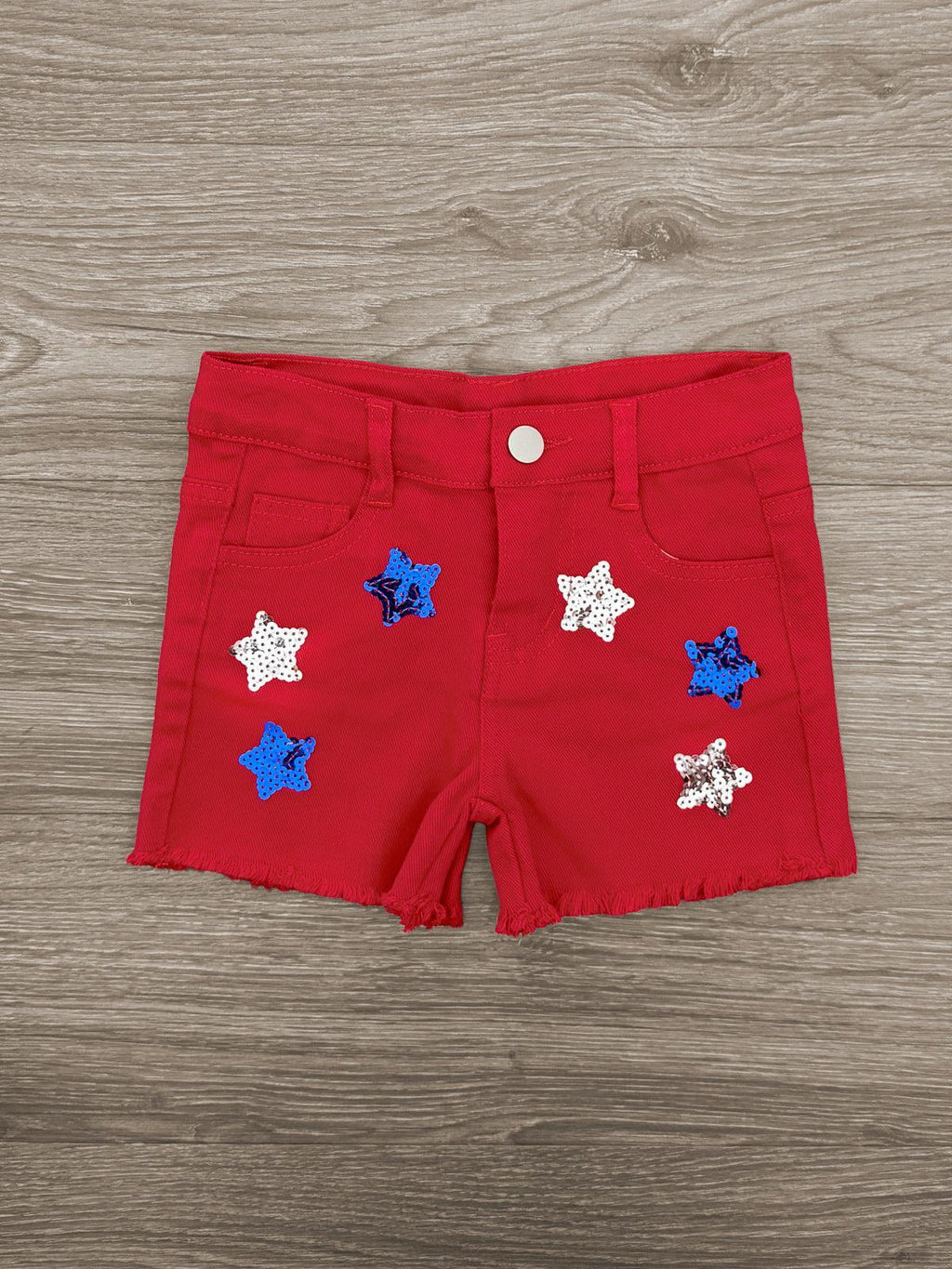 "Red, White, Blue" Red Denim Short Set | Sparkle in Pink