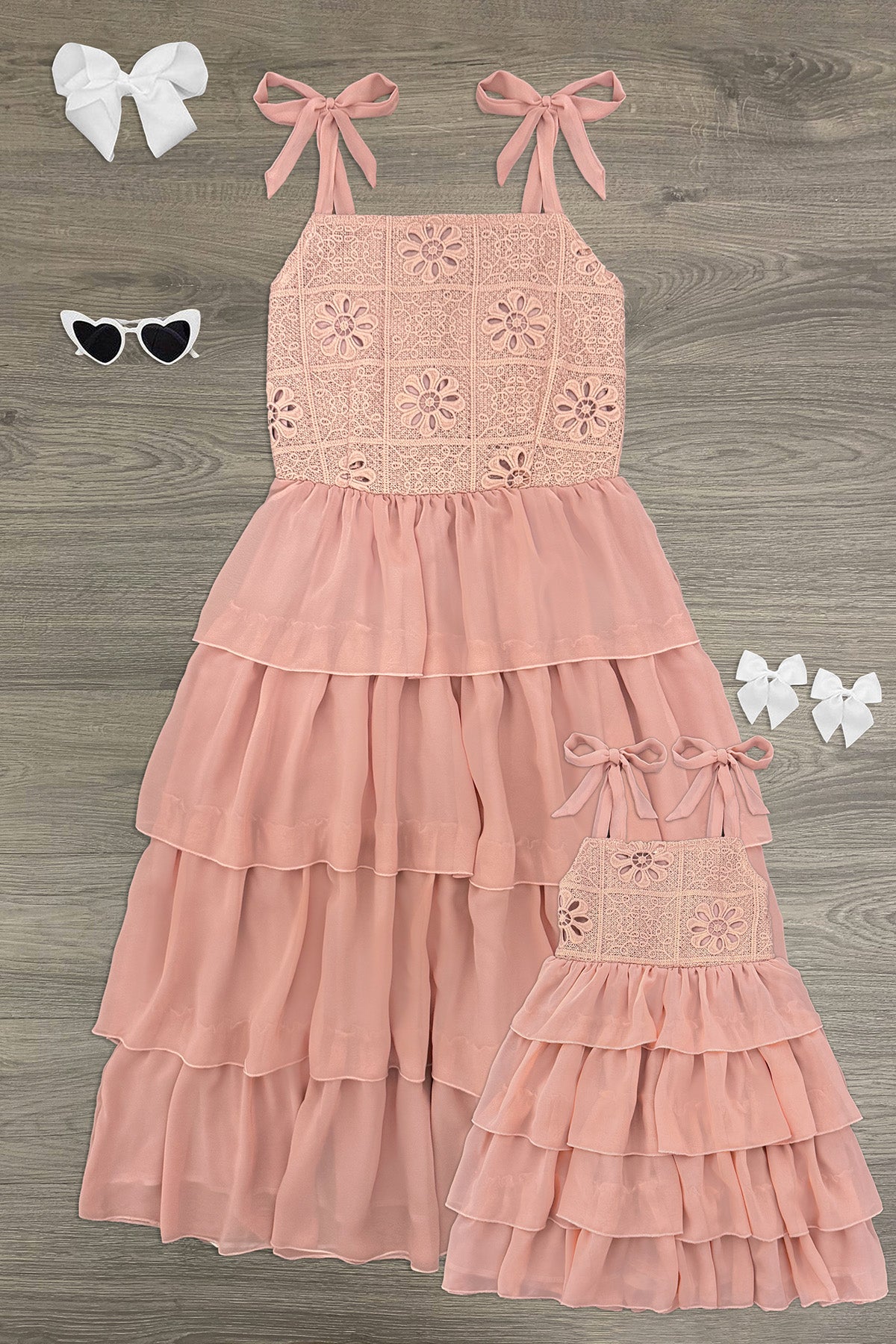 Mom & Me - Blush Pink Ruffle Dress