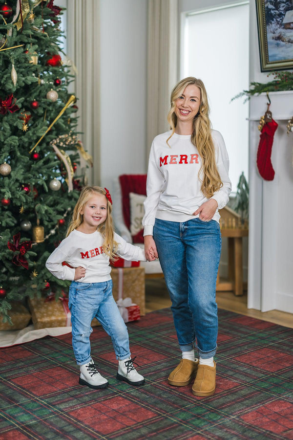 Mom & Me - "Merry" Chenille Patch Top | Sparkle in Pink