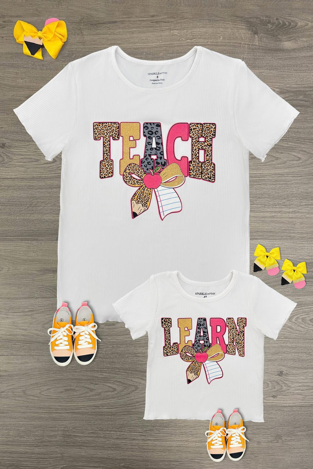 Mom & Me - "Teach & Learn" Glitter Cheetah Print Top