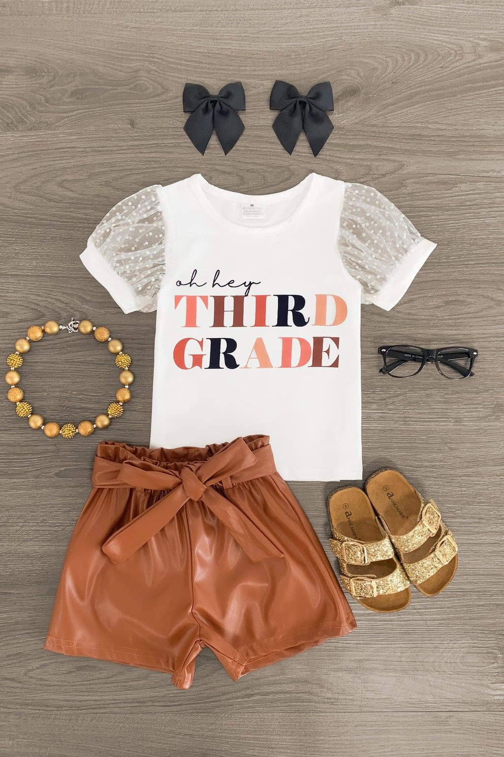 "Oh Hey Pre-K - 6th Grade" Pleather Short Set - Sparkle in Pink