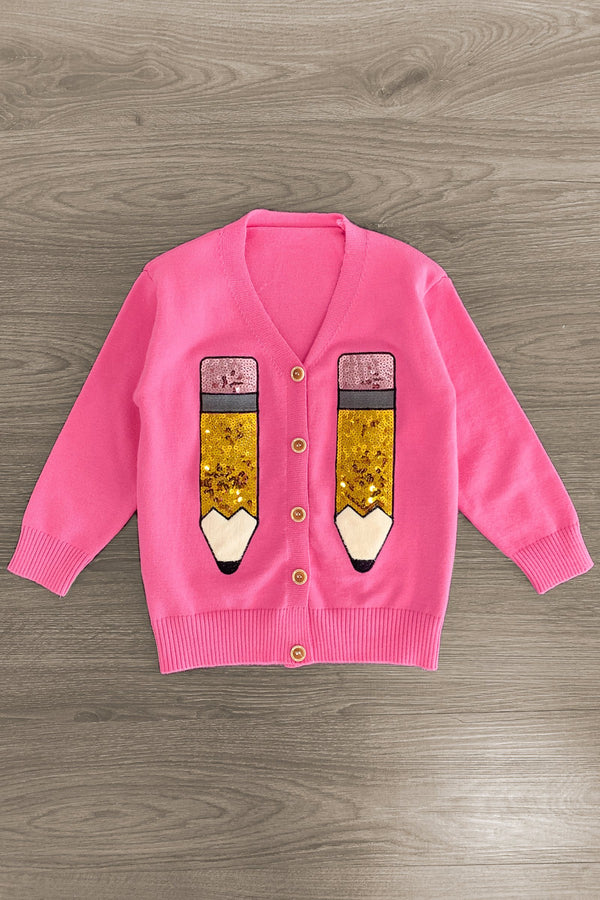 Hot Pink Sequin Pencil Cardigan | Sparkle in Pink