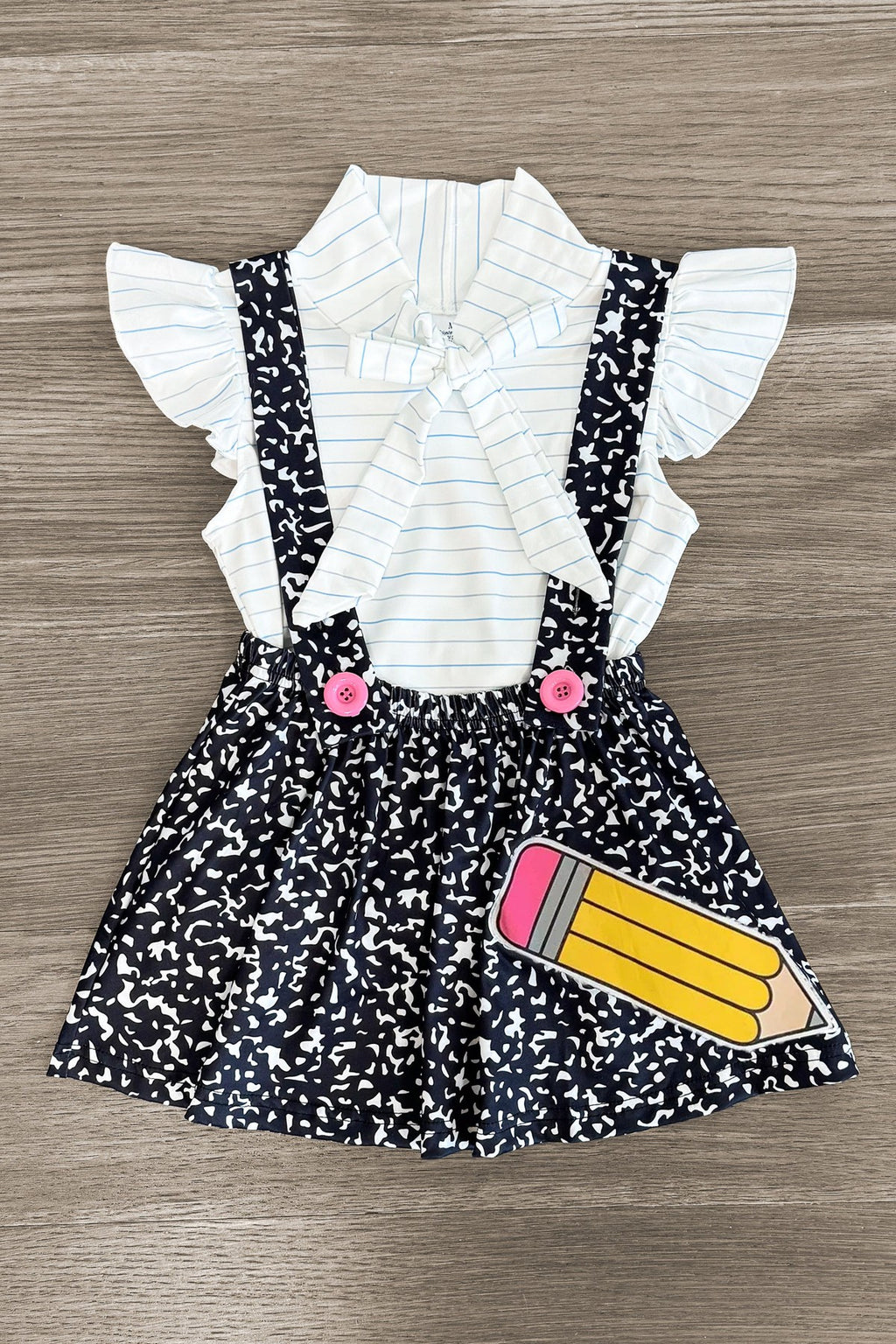 Composition Notebook Suspender Skirt Set | Sparkle in Pink