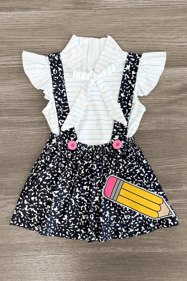 Composition Notebook Suspender Skirt Set | Sparkle in Pink