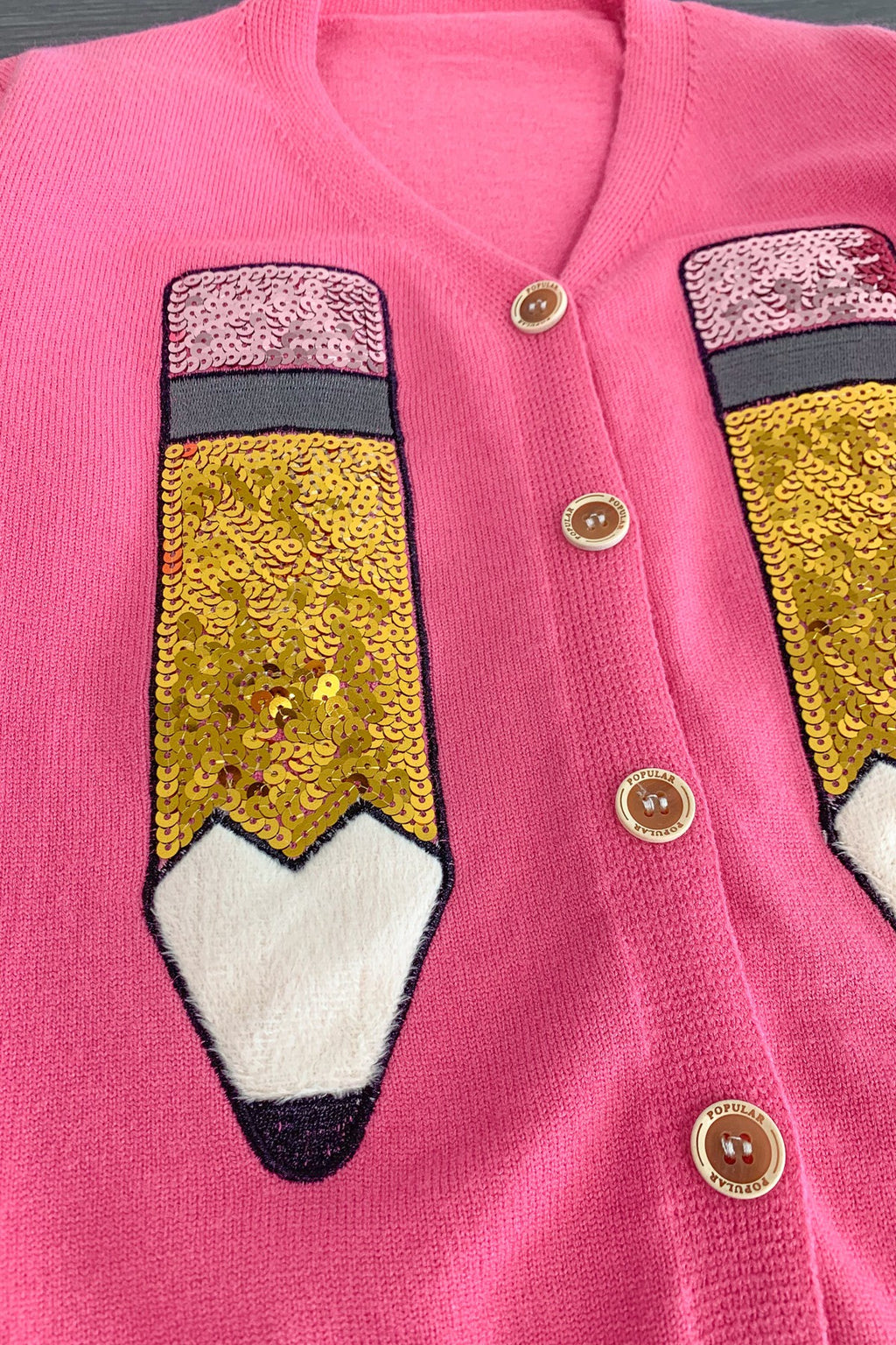 Hot Pink Sequin Pencil Cardigan | Sparkle in Pink