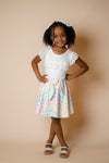 White Lace & Pastel Plaid Tie Skirt Set | Sparkle in Pink