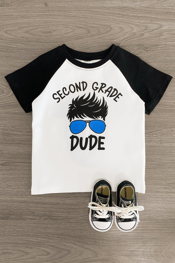 "Pre-K - 3rd Grade Dude" White & Black Top - Sparkle in Pink