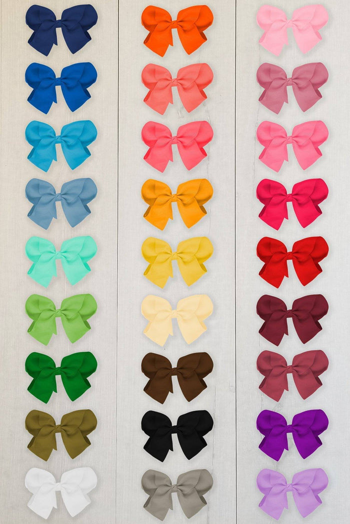 6" Large Boutique Bows - Navy - Rows of 6" boutique bows in navy, turquoise, dusty blue, mint, lime, olive green, white, gray, black, and taupe colors.