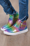 Rainbow Glitter Sneaker Booties - Sparkle in Pink