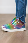 Rainbow Glitter Sneaker Booties - Sparkle in Pink