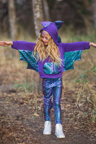 Kids' Mystical Dragon Purple/Blue Outfit with Shirt/Leggings/Hood Halloween  Costume, Assorted Sizes