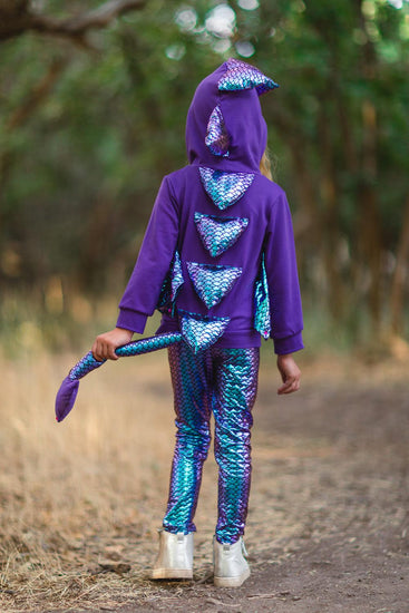 Kids' Mystical Dragon Purple/Blue Outfit with Shirt/Leggings/Hood Halloween  Costume, Assorted Sizes