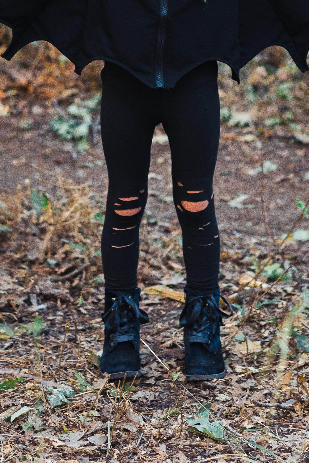 Mom & Me - Black Distressed Leggings - Sparkle in Pink