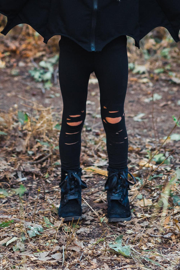 Mom & Me - Black Distressed Leggings - Sparkle in Pink