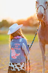 "Lets Go Girls" Silver Star Fringe Denim Jacket - Sparkle in Pink