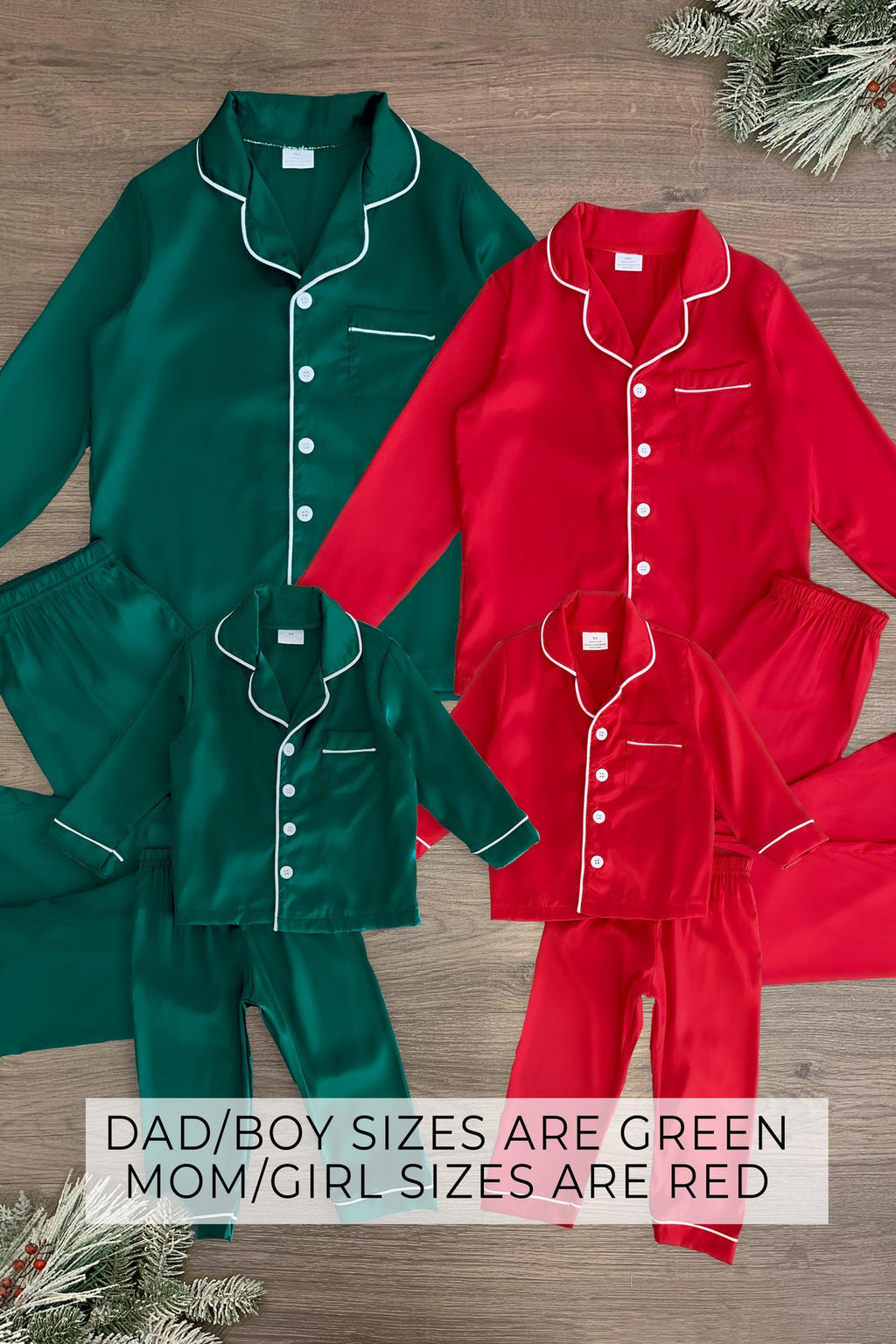 Red & Green Silk Family Pajamas - Sparkle in Pink
