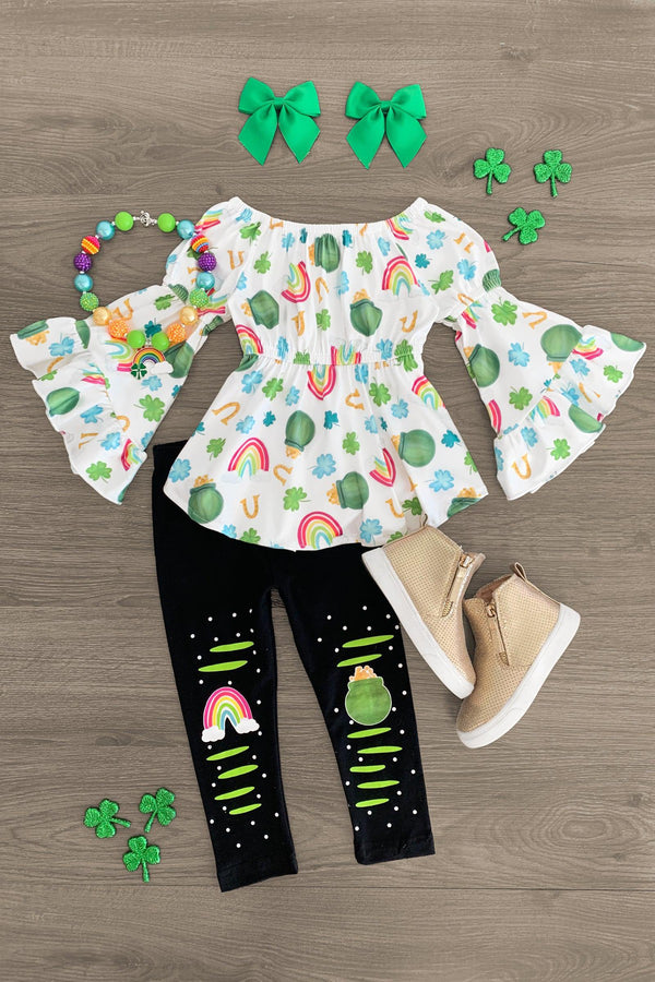 End Of The Rainbow Legging Set - Sparkle in Pink
