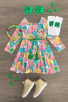 Rainbow Lucky Belt Dress - Sparkle in Pink