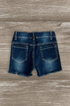 Dark Wash Rhinestone Denim Shorts - Sparkle in Pink