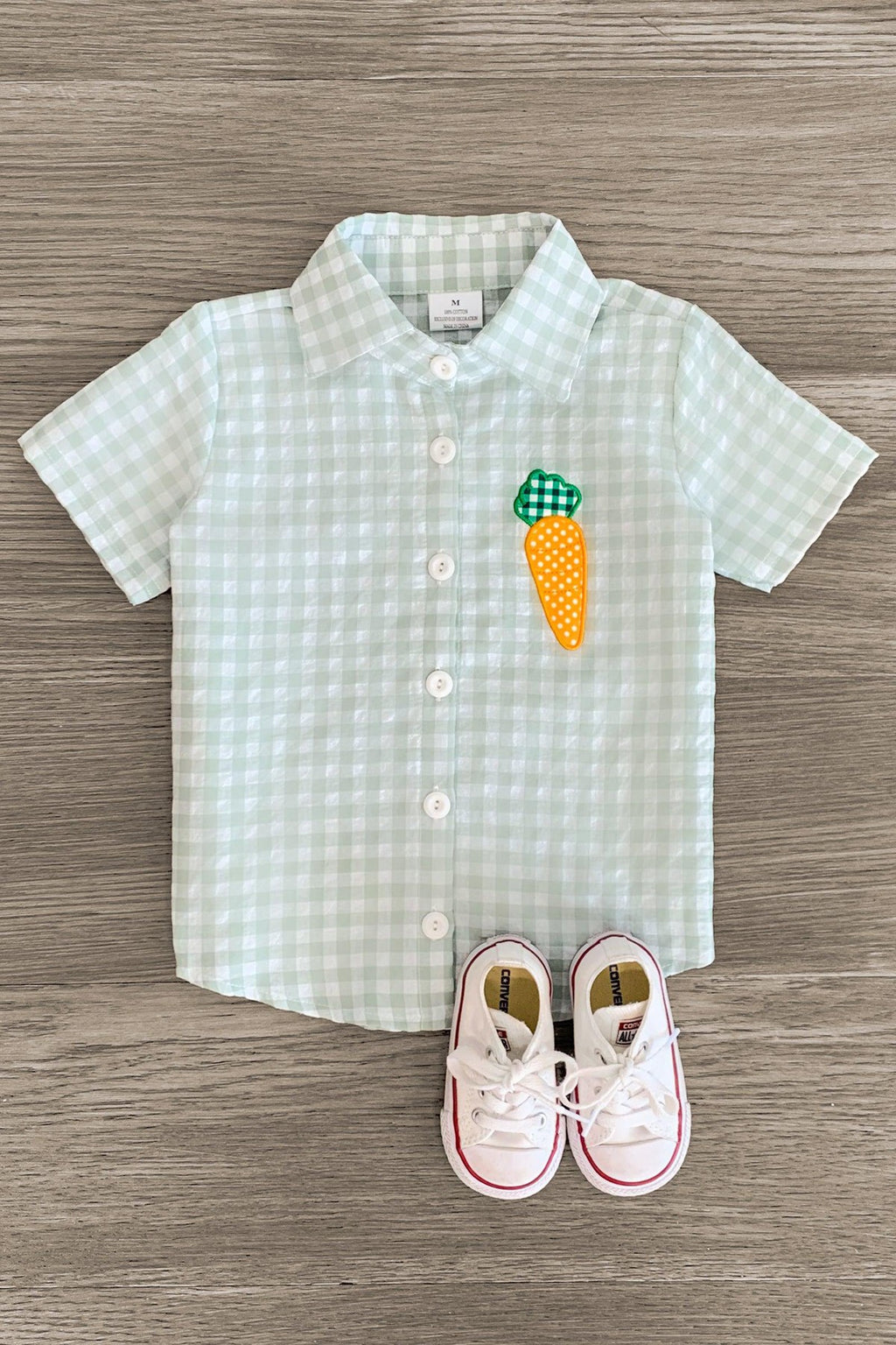 Green Plaid Carrot Pocket Button Down - Sparkle in Pink