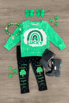 "Lucky" Green & Black Legging Set - Sparkle in Pink