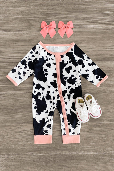 Cow print romper sales baby