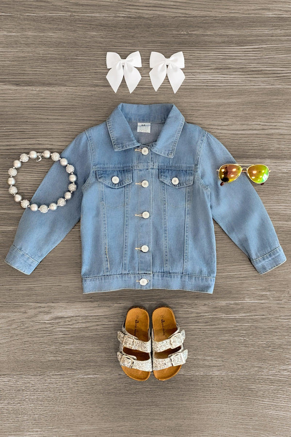 Blue Jean Denim Jacket - Sparkle in Pink