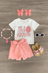 "I'm A Little Eggstra" Pink Scalloped Short Set - Sparkle in Pink