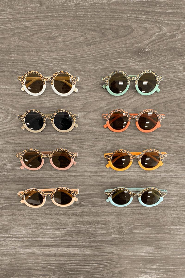 Round Cheetah Print Sunnies - Many Colors! - Sparkle in Pink