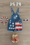 Stars & Stripes Sequin Denim Overalls - Sparkle in Pink