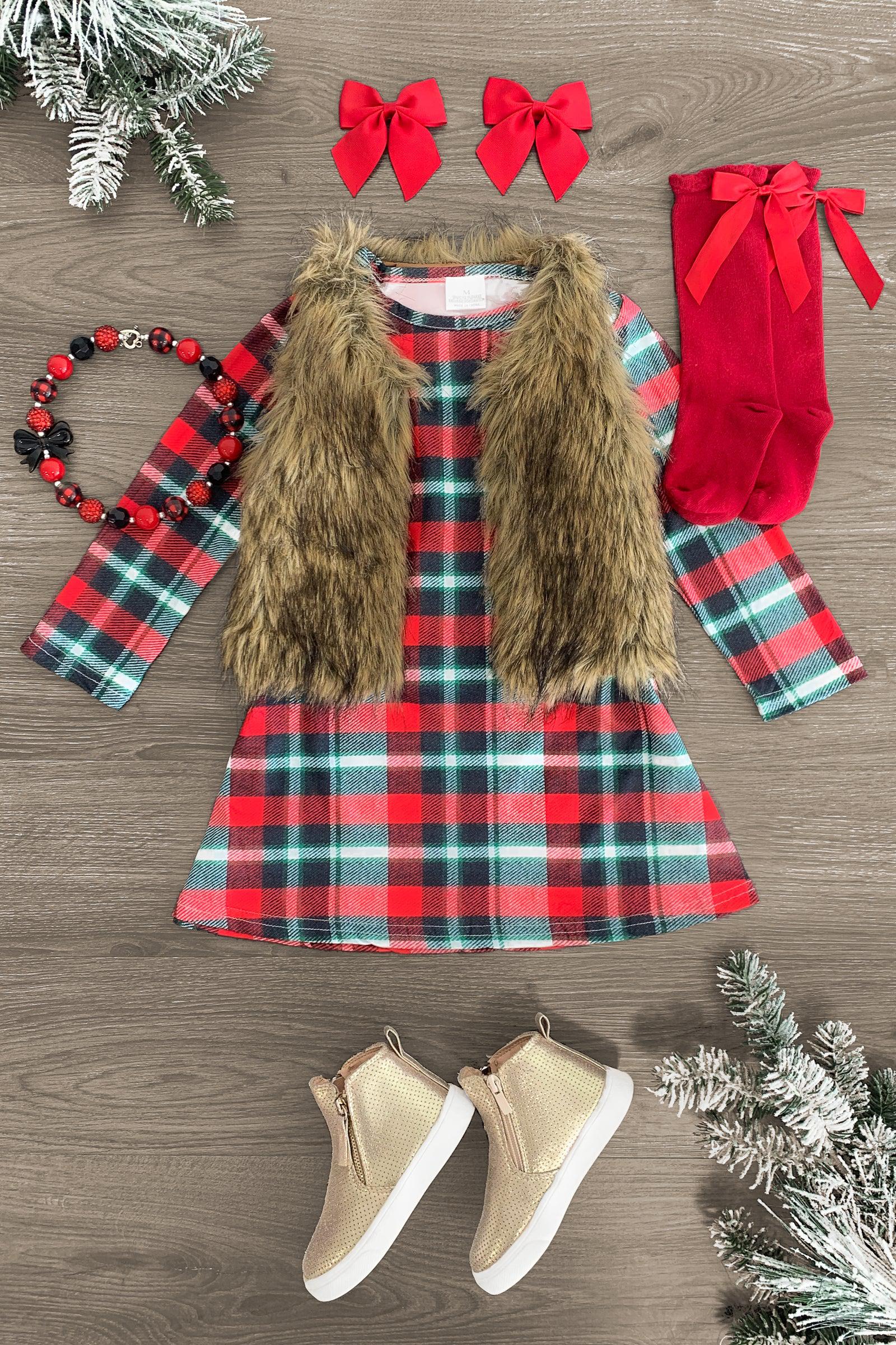 Red & Green Plaid Dress | Sparkle In Pink