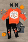 "Fall Vibes" Pumpkin Legging Set - Sparkle in Pink