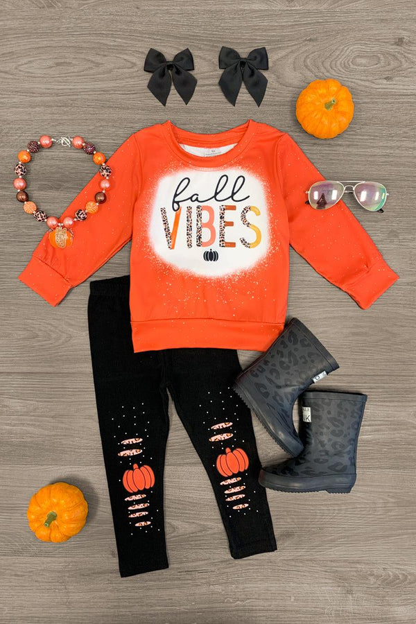 "Fall Vibes" Pumpkin Legging Set - Sparkle in Pink