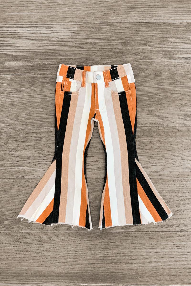 Striped Denim Bell Bottoms - Sparkle in Pink