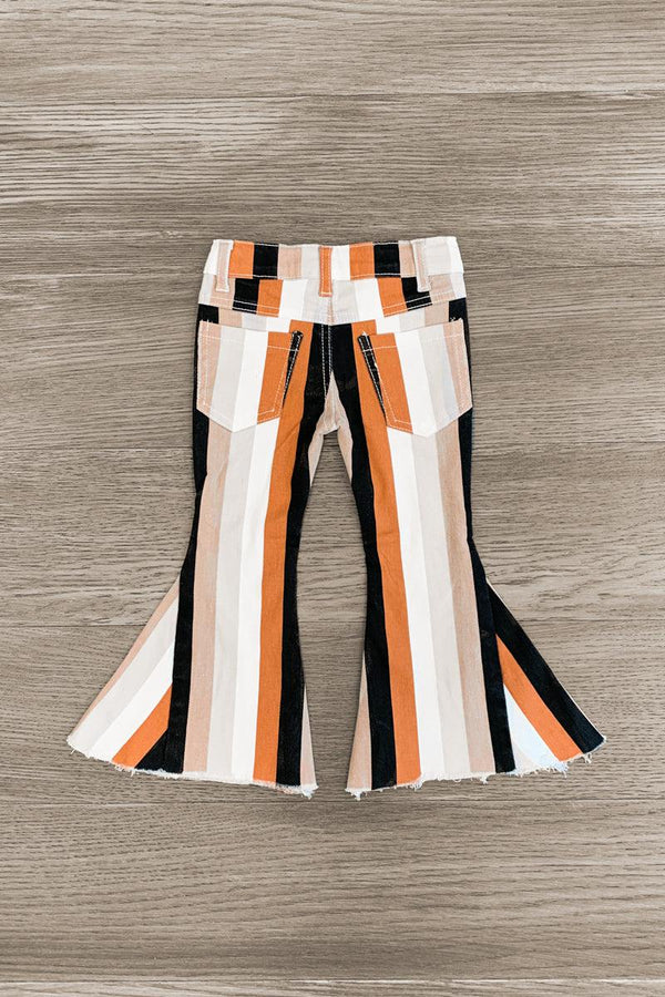 Striped Denim Bell Bottoms - Sparkle in Pink