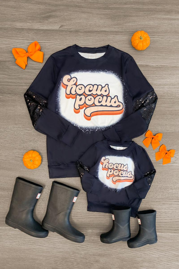 Mom & Me - "Hocus Pocus" Black Sequin Top - Sparkle in Pink