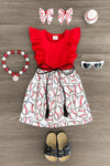 Red & White Baseball Heart Dress - Sparkle in Pink
