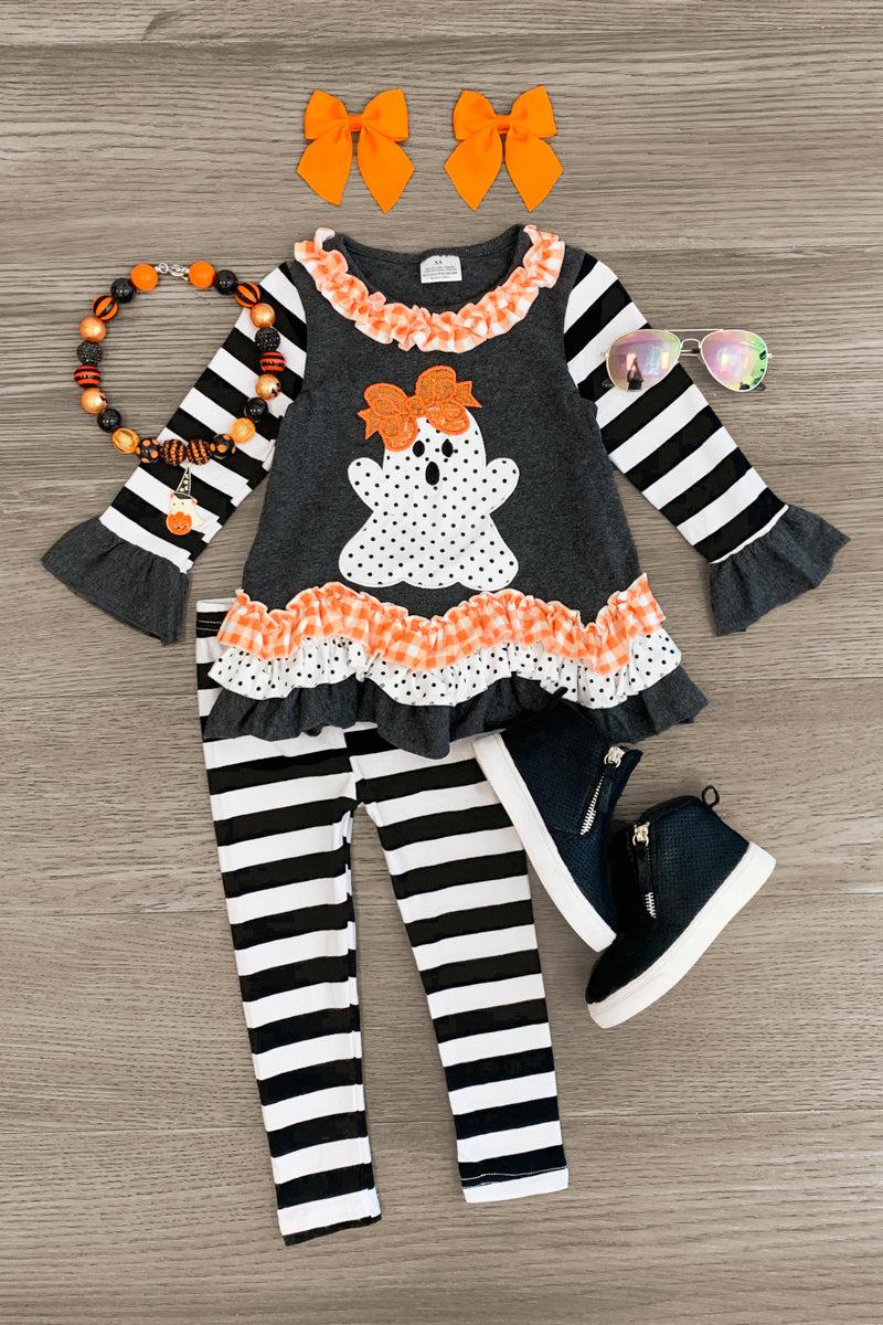 Polka Dot Ghost Striped Legging Set