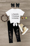"Flannels, Bonfires, S'mores" Legging Set - Sparkle in Pink